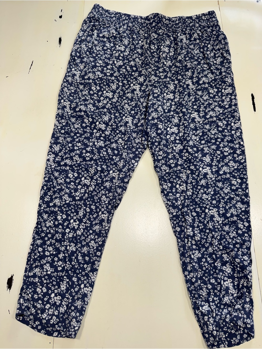Jessica Simpson Navy Blue Floral Elastic Waist Pants Size M